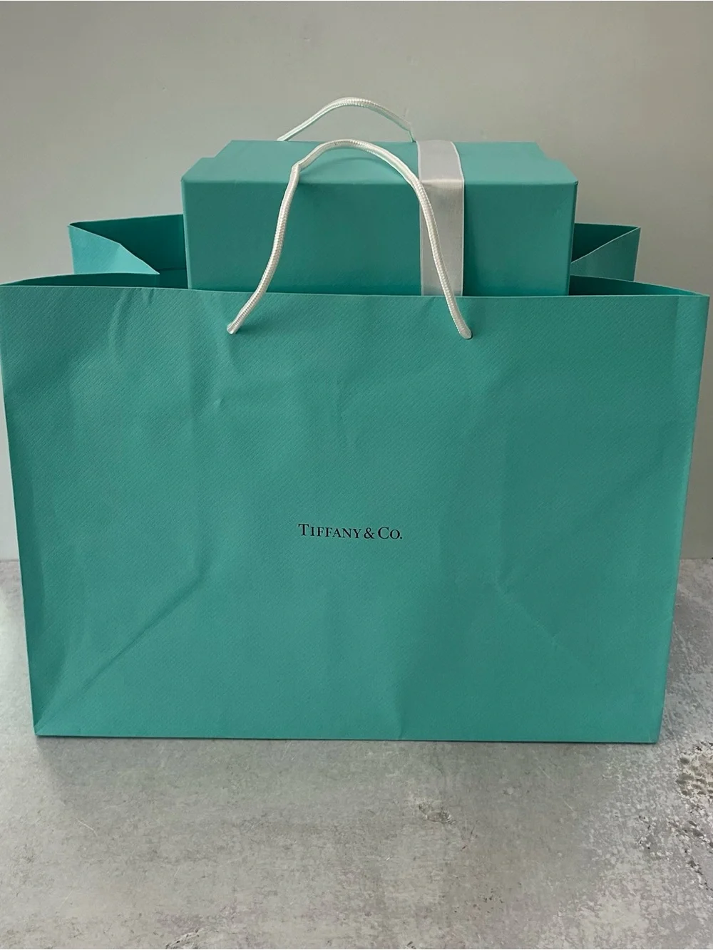Tiffany & Co. Classic LG Gift Presentation Bundle Box, Bag, Tissue, Card, Ribbon